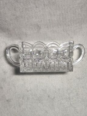 Divided Sugar Packet Tea Bag Holder Heavy Cut Glass